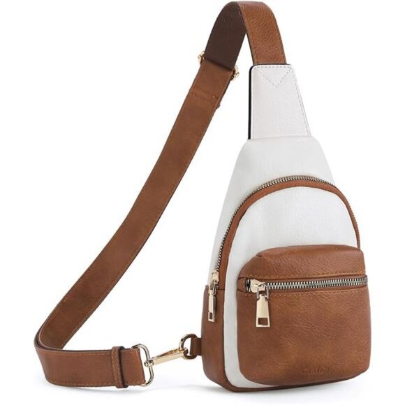 Handbags - Small Sling Bag for Women, White Brown